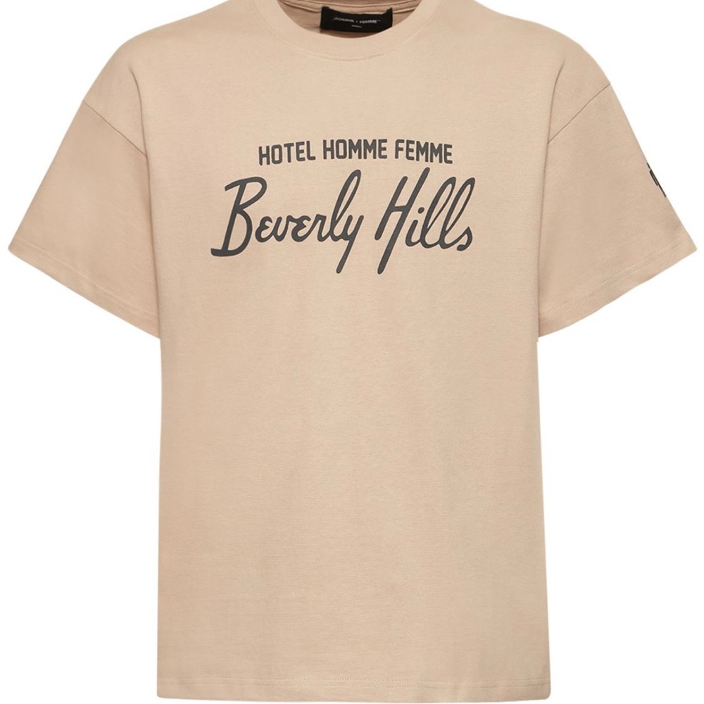 Homme + Femme Hotel Homme Femme Printed T-shirt In Taupe. Size M